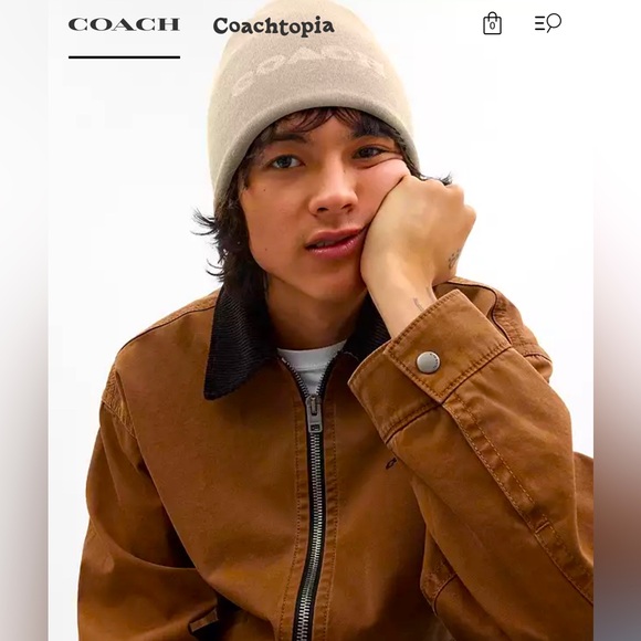 Coach Monogram Reversible Beanies - New With Tags - Black and Steam - Picture 7 of 7